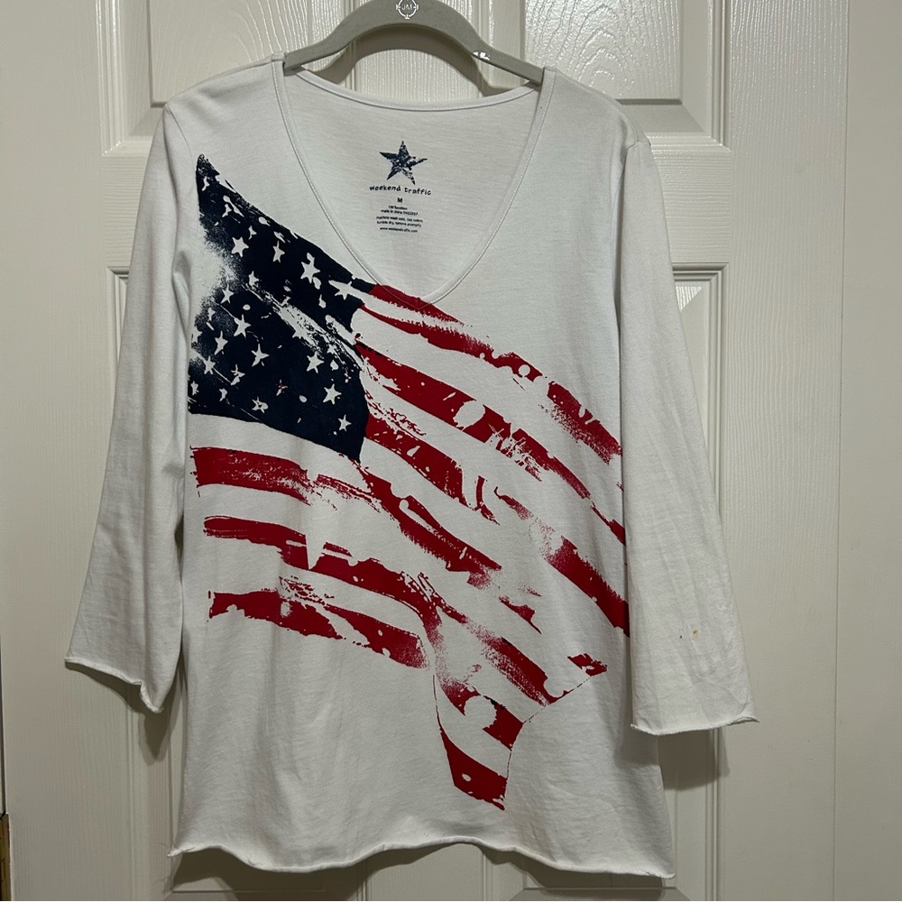 Weekend Traffic Patriotic Tunic Blouse